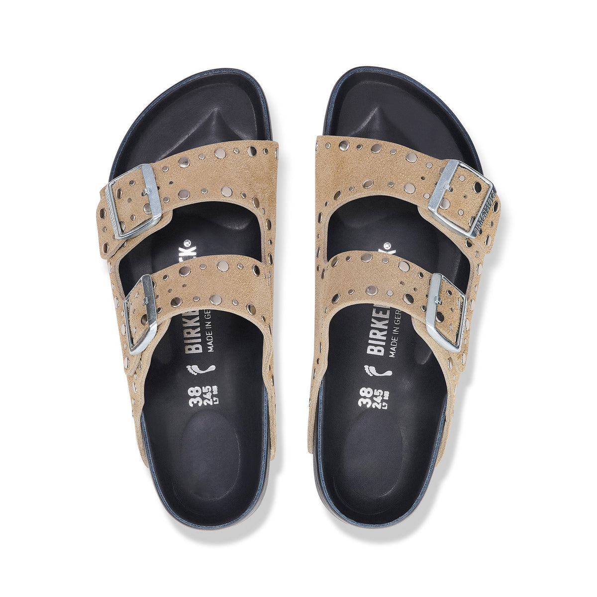 Arizona Exquisite Rivets Taupe Suede Leather