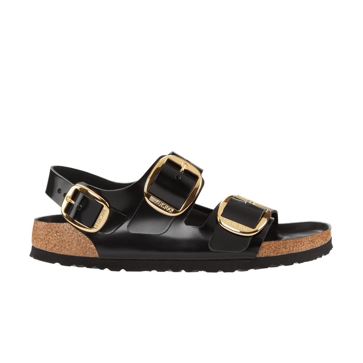 Milano Big Buckle High Shine Black Natural Leather Patent